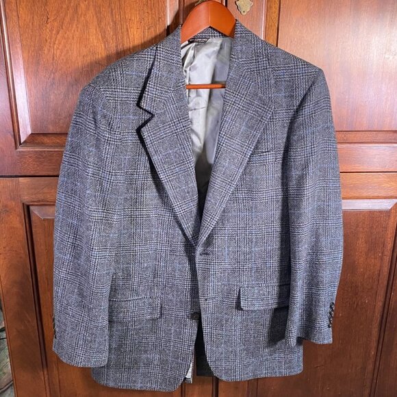 Lord & Taylor Fifth Avenue Collection Mens Blazer Jacket 40R Camel Hair Plaid - Picture 16 of 16